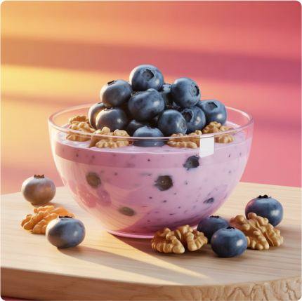 Bowl de kefir com mirtilos e nozes