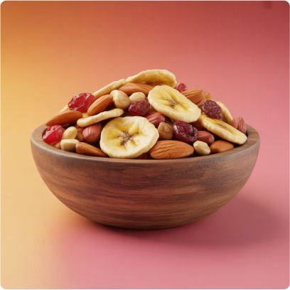 Mix de banana desidratada e castanhas